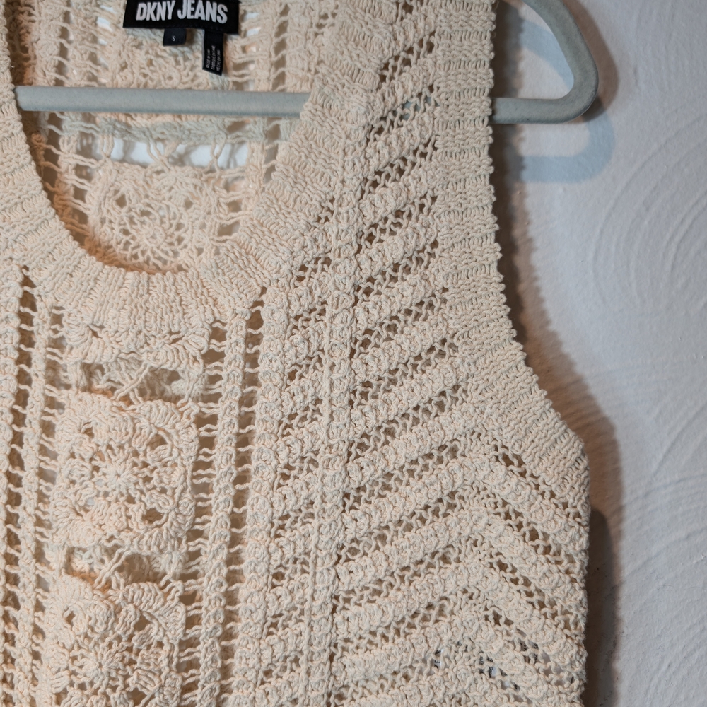 Pre-owned DKNY jean Women's Scoop Kneck Crochet Pullover Top - Picture 5 of 11